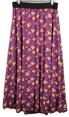 LuLaRoe Iris Floral Stretch Long Midi Skirt Large Lined Garden Party Bloomcore